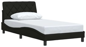 Estrutura de cama sem colchão 100x200 cm tecido preto