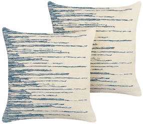 Conjunto de 2 almofadas decorativas creme e azul 45 x 45 cm RIVINA Beliani