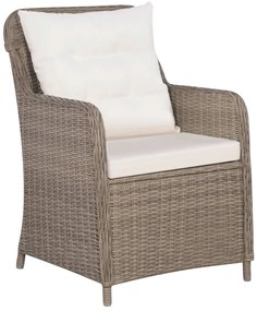 Conjunto bistrô com almofadões e almofadas 3 pcs vime castanho