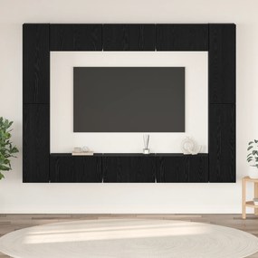 vidaXL Conjunto de móvel de TV com prateleira Outros com armazenamento com porta 10 pcs Carvalho Preto
