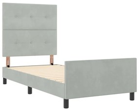 Cama vidaXL Cinza Claro 100x200 cm Veludo