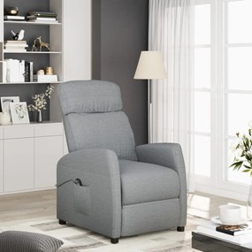 vidaXL Poltrona elevatória tecido cinzento-claro