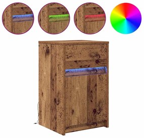 Criado-mudo LED 2 pcs Madeira antiga 38 x 34 x 61 cm Aglomerado
