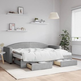 vidaXL Sofá-cama c/ gavetão e gavetas 80x200 cm tecido cinzento-claro
