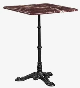Mesa De Bar Quadrada Em Pedra Natural Azteca 60 X 60 Cm & Mármore Vermelho Cherry Gold - Preto - Sklum