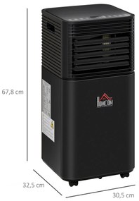 HOMCOM Ar Condicionado Portátil 5000BTU 4 em 1 Desumidificador Refrigerador R290 Móvel com 2 Velocidades Controlo Remoto Ecrã LED Temporizador 30,5x32,5x68cm Preto
