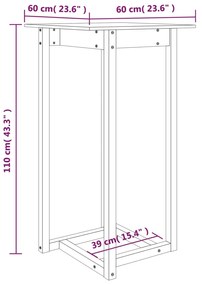 Mesa de bar 60x60x110 cm pinho maciço branco