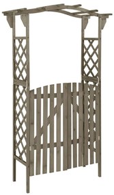 Pérgola com portão 116x40x204 cm madeira de abeto maciça cinza
