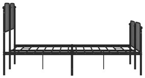 Estrutura de cama com cabeceira e pés 140x200 cm metal preto