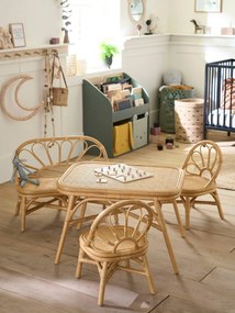 Lote de 2 cadeiras + mesa em rattan Montessori madeira