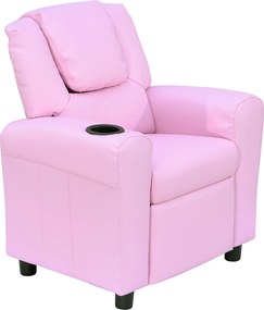 HOMCOM Sofá infantil Poltrona com apoio para pés, apoios de braço e porta-copos, encosto reclinável, sofá-cama relax para crianças 3-6 anos Rosa | Aosom Portugal