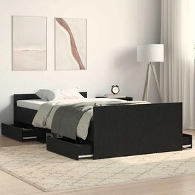 vidaXL Estrutura de Cama sem Colchão Carvalho Preto 100x200 cm Madeira de Engenharia