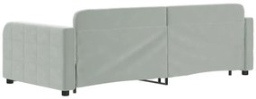 Sofá-cama c/ gavetão e gavetas 90x200 cm veludo cinzento-claro