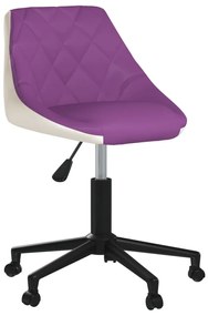 vidaXL Cadeira de jantar giratória couro artificial roxo e branco