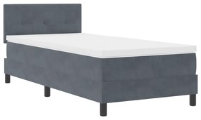 Cama Box com Colchão vidaXL Cinza Escuro 90x200 cm Veludo