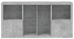 Aparador com luzes LED 202x37x100 cm cinzento cimento