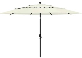 vidaXL Guarda-sol de jardim 3 camadas c/ poste de alumínio 3,5 m areia
