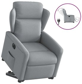 vidaXL Poltrona reclinável elevatória elétrica tecido cinzento-claro