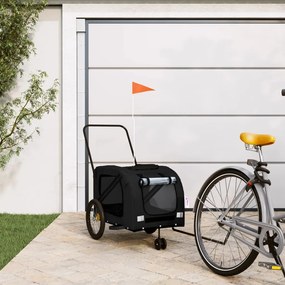 vidaXL Reboque bicicleta p/ animais tecido oxford/ferro preto