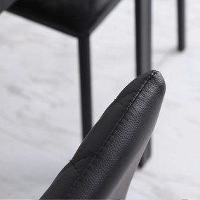 Conjunto de 4 Cadeiras de Sala de Jantar Estofadas (MESA NÃO INCLUIDA) com Pés de Metal Cadeiras Modernas 41x50x91 cm Preto