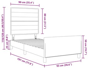 Cama vidaXL Cinza Escuro 90x190 cm Tecido