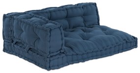 vidaXL Cushion de Sofá Palete com Apoio para Braços e Costas - Tecido Azul