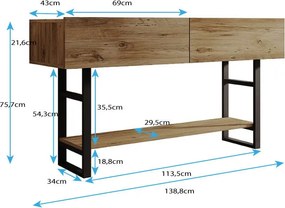 Consola de Entrada Faktor com 2 Portas - Design Industrial