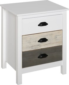 HOMCOM Mesa de Cabeceira Moderna Mesa de Cabeceira com 3 Gavetas Mesa de Cabeceira para Dormitório 50x38x65 cm Branco | Aosom Portugal