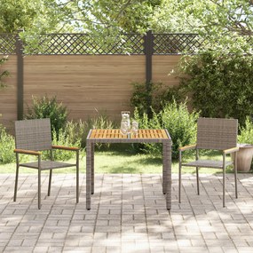 Conjunto de Jantar de Jardim de 3 Peças em Rattan Poliéster Cinza