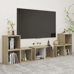 vidaXL 6 pcs conjunto móveis de TV derivados madeira branco/sonoma