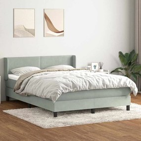 vidaXL Cama com molas/colchão 160x220 cm veludo cinzento-claro
