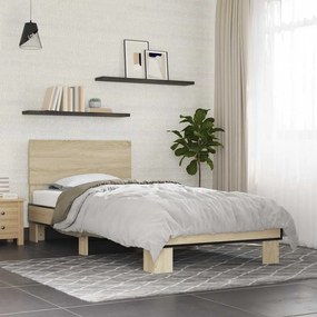 vidaXL Estrutura de cama derivados de madeira e metal carvalho sonoma