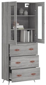 Armário alto 69,5x34x180 cm derivados de madeira sonoma cinza