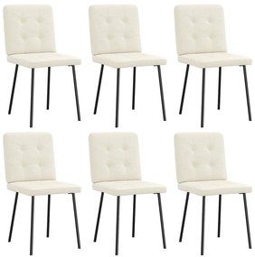 Cadeiras de jantar 6 pcs veludo cor creme