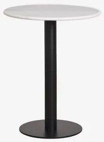 Mesa De Bar Redonda Em Pedra Natural Xiren Ø60 Cm & Preto & Mármore Branco Guangxi - Sklum