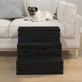 822465 vidaXL Escada animais de estimação 40x37,5x35cm pinho maciço preto