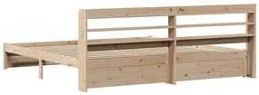Estrutura de cama com cabeceira 200x200 cm pinho maciço