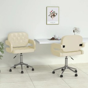 vidaXL Cadeiras de jantar giratórias 2 pcs couro artificial cor creme