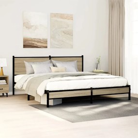 vidaXL Estrutura de cama sem colchão 160x200cm metal carvalho sonoma