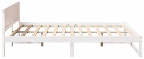 Estrutura de Cama Branca Madeira de Pinho Maciça 160 x 200 cm