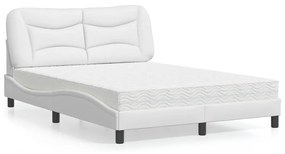 Cama com colchão 120x200 cm couro artificial branco