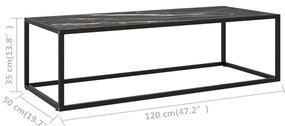 Mesa de centro 120x50x35 cm preto com vidro mármore preto