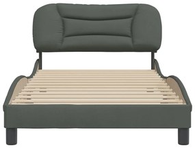 Estrutura de cama sem colchão 100x200 cm tecido cinzento-escuro
