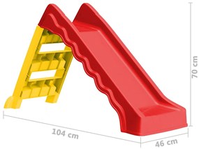 Escorrega dobrável infantil interior/exterior vermelho/amarelo