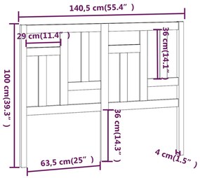 Cabeceira de cama 140,5x4x100 cm pinho maciço
