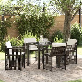 vidaXL Conjunto de Jantar para Jardim 5 pcs Castanho vime PE