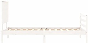 Estrutura de cama com cabeceira 100x200cm madeira maciça branco