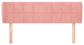 Cabeceira de cama c/ abas veludo 147x23x78/88 cm rosa