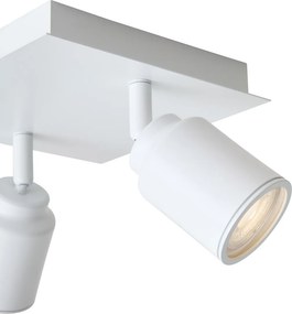 Foco de banheiro moderno branco quadrado 2 luzes IP44 - Ducha