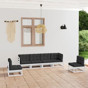 vidaXL 6 pcs conjunto lounge de jardim com almofadões pinho maciço